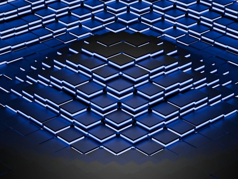 Abstract blue light waves on dark background